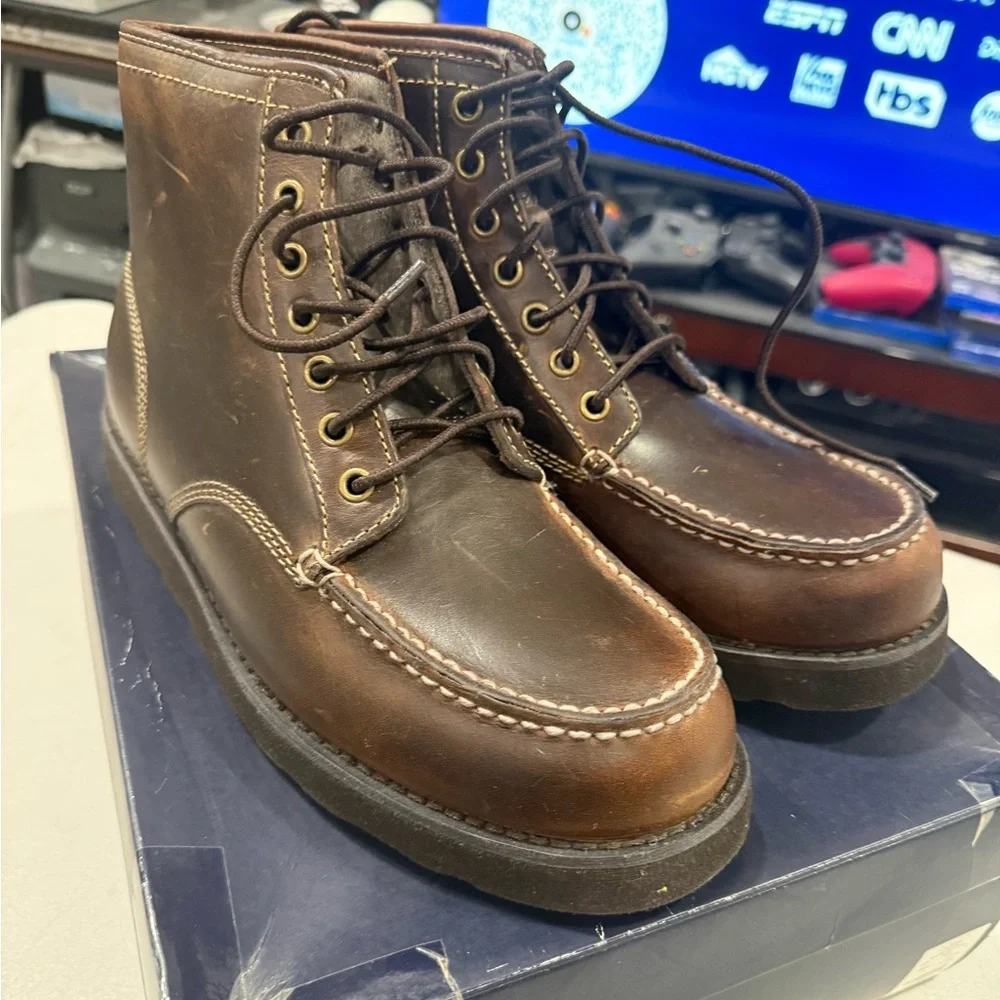 Brooks Brothers 346 Model Dark Brown Leather Lace-Up Boots Mens Size 9.5